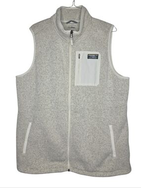 L L Bean Fleece Backed Sweater Long Vest Oatmeal Size 1X PLus